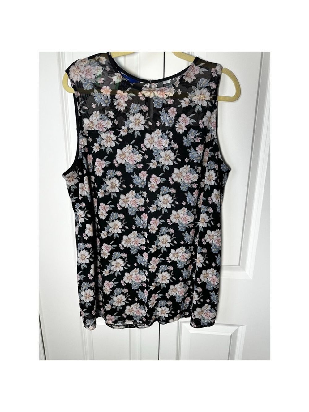 APT.9 Floral Tank Top Plus Size XXL Black Pink